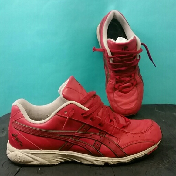 Rare Japanese Asics Red Leather GEL sz 9 Vintage - Picture 2 of 8